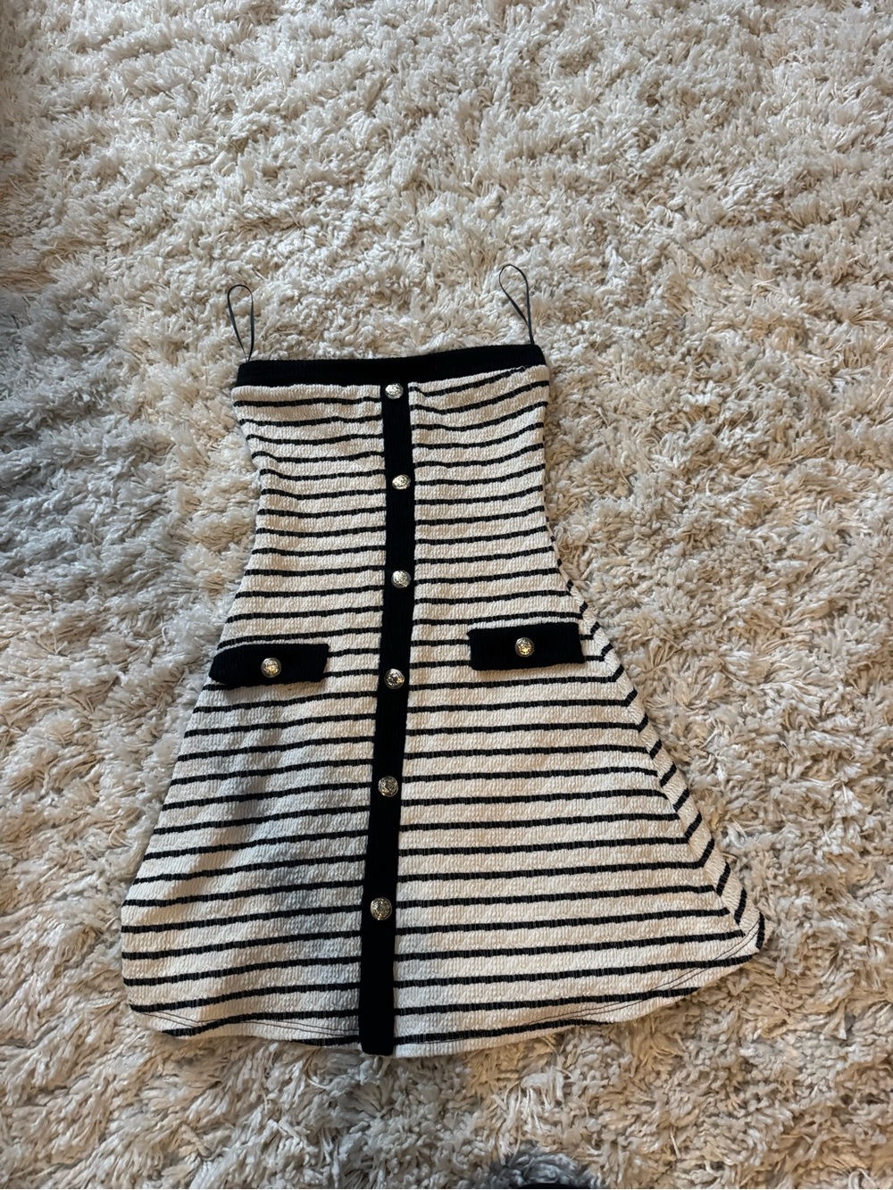 T.J.Maxx Black & White Striped Button-Front Mini Dress